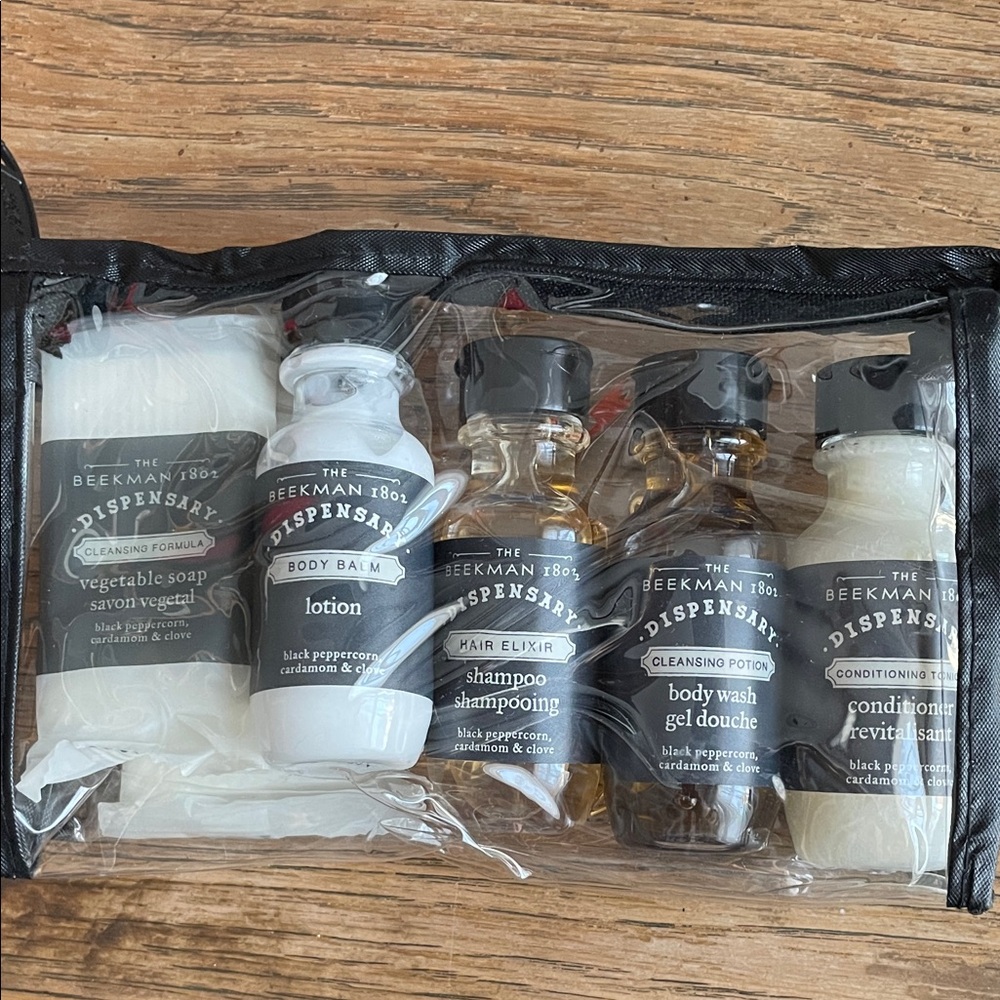 Beekman 1802 Dispensary Travel Set with Black and White Bottles